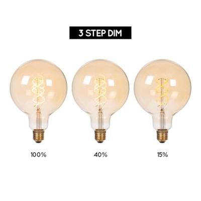 Lucide G125 - Filament lamp - Ø 12,5 cm - LED 3 StepDim (Memory) - E27 - 1x4,9W 2200K - Amber