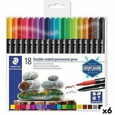 Viltstift Staedtler Design Journey permanent dubbele punt 18 kleuren | 6 stuks