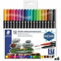 Viltstift Staedtler Design Journey permanent dubbele punt 18 kleuren | 6 stuks - thumbnail