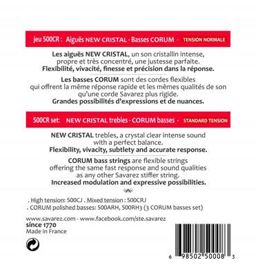 Savarez New Cristal Corum 500-CR normal tension snarenset Savarez New Cristal Corum 500-CR normal tension snarenset