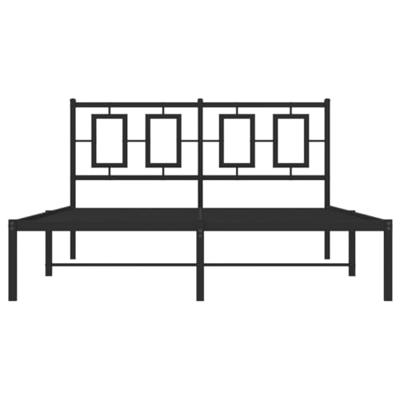 Bedframe met hoofdbord metaal zwart 140x190 cm