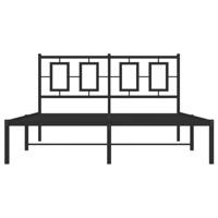 Bedframe met hoofdbord metaal zwart 140x190 cm - thumbnail