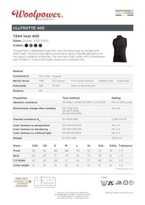 Woolpower Woolpower 400 vest (full zip) (MAAT XXS)