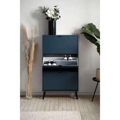 Schoenenkast - VIGO 49A - Middernachtblauw - Massief houten poten - 70 x 24 x 125 cm