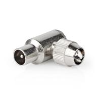 Nedis IEC (Coax) Connector | 90° Gehoekt | Male | Vernikkeld | 75 Ohm | Schroef | Diameter kabelinvoer: 7.0 mm | Metaal | Zilver | 2 Stuks | Doos - - thumbnail