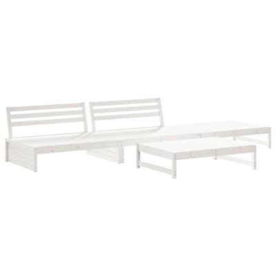 4-delige Loungeset met kussens massief hout wit