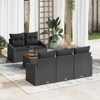 Tuinbankenset met opslag 6 pcs Zwart poly rattan - thumbnail