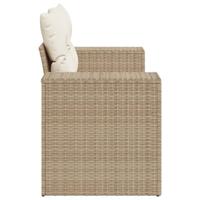 Tuinbank 2-zits met kussens poly rattan beige - thumbnail