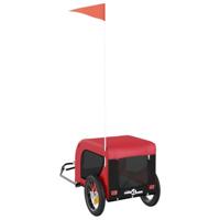 VidaXL Hondenfietstrailer oxford stof en ijzer rood en zwart - thumbnail