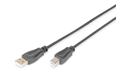 Digitus AK-300105-005-S USB-kabel USB 2.0 USB-A stekker, USB-B stekker 0.50 m Zwart Rond, Afgeschermd (dubbel)
