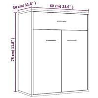 Dressoir 60x30x75 cm bewerkt hout gerookt eikenkleurig - thumbnail