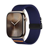 By Qubix - Nylon bandje met Parachute sluiting - Donkerblauw - Compatible met Apple Watch 44mm / 45mm / 46mm / 49mm - Compatible Apple watch bandjes - thumbnail