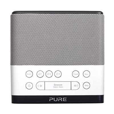 Pure P147504 Siesta Rise Bluetooth wekker (digitale radio, DAB en FM-wekker, Bluetooth, USB, AUX, Sleep-Timer, wekfunctie, CrystalVue Display, 20 zenderopslaglocaties), Wit