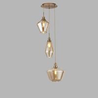 Searchlight Vide hanglampMia 3-lichts koperbrons met amber glas - 5423-3AB - thumbnail