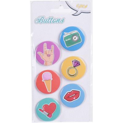 Buttons cartoon 4 cm set van 6 | 48 stuks