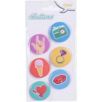 Buttons cartoon 4 cm set van 6 | 48 stuks - thumbnail