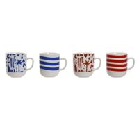 Mok Home ESPRIT Blauw Rood Porselein Boho 380 ml (4 Stuks) - thumbnail