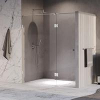 BRAUER Void Carving nisdeur 2-delig helder glas 180x200 omkeerbaar met draaideur 70 aan glas incl. glascoating chroom - thumbnail