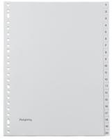 Pergamy tabbladen, ft A4, 23-gaatsperforatie, grijze PP, set 1-20 - thumbnail