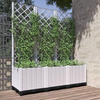 VidaXL Plantenbak met latwerk 120x40x136 cm polypropeen wit - thumbnail