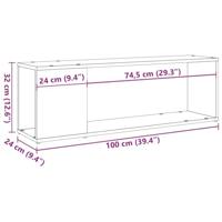 Tv-meubel 100x24x32 cm bewerkt hout oud houtkleurig - thumbnail