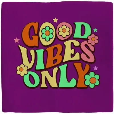 Plenty Gifts tegeltje keramiek good vibes only 10x10cm paars