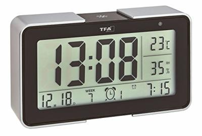 TFA Dostmann 60.2540.01 Wekker Zendergestuurd Zwart, Zilver Alarmtijden 3