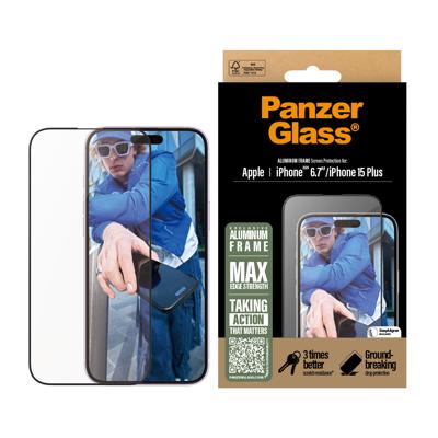 PanzerGlass Aluminium Frame 2851 Screenprotector (glas) Apple iPhone 15 Plus, iPhone 16 Plus 1 stuk(s) Anti-vingerafdruk, Krasvast
