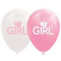 Globos Ballonnen dochter baby roze/wit 30cm, 8st. - thumbnail