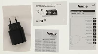 Hama Reislader Picco dual USB 12 W zwart Oplader Zwart - thumbnail