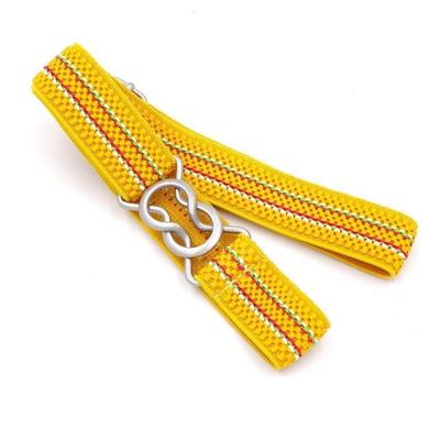 Candy-gekleurd 8-karakter clasp elastische gevlochten riem voor kinderen (geel)