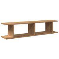 Wandschappen 2 st 90x18x20cm bewerkt hout artisanaal eikenkleur - thumbnail