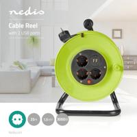 Nedis Stroomhaspel | Randaarde stekker | 25 m | 3000 W | 16 A | 1 stuks - PECCR25UFGN - PECCR25UFGN - thumbnail