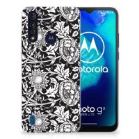 Motorola Moto G8 Power Lite | TPU Case | Black Flowers - thumbnail