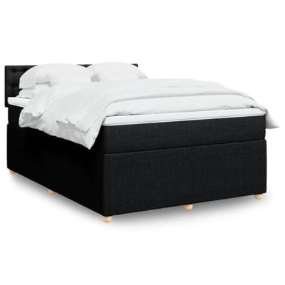 Boxspring met matras stof zwart 140x190 cm