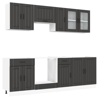 8-delige Keukenkastenset Kalmar bewerkt hout zwart