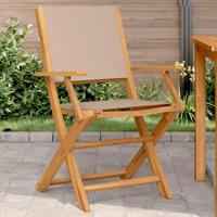 Tuinstoelen 2 st massief acaciahout en stof taupe - thumbnail