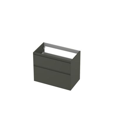 INK - Onderkast 2 Laden Greeploos Gelakt 45gr A-symmetrisch - 800x450x650 Mm - Mat Beton Groen