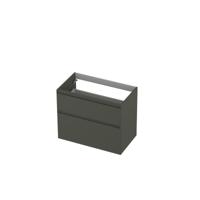 INK - Onderkast 2 Laden Greeploos Gelakt 45gr A-symmetrisch - 800x450x650 Mm - Mat Beton Groen - thumbnail