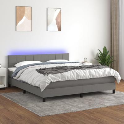 Boxspring met matras en LED stof donkergrijs 160x200 cm