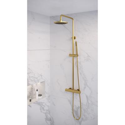 Regendoucheset Opbouw Brauer Gold Edition 20 cm Thermostatisch met Staaf Handdouche Geborsteld Goud Brauer Regendoucheset Opbouw Brauer Gold Edition 20 cm Thermostatisch met Staaf Handdouche Geborsteld Goud Brauer