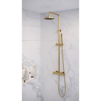 Regendoucheset Opbouw Brauer Gold Edition 20 cm Thermostatisch met Staaf Handdouche Geborsteld Goud Brauer - thumbnail