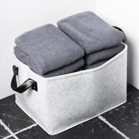 QUVIO Opbergmand Vilt - Grijs - Set van 2 - thumbnail