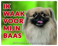 Pekingees Waakbord - Ik waak voor mijn baas Blond - thumbnail