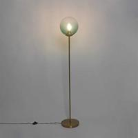 QAZQA Art deco vloerlamp messing met groen glas - Pallon - thumbnail