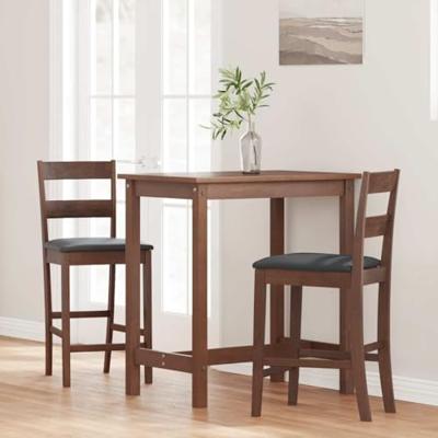 Barkrukken met kussens 2 st massief hout rubber bruin