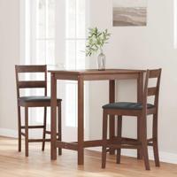 Barkrukken met kussens 2 st massief hout rubber bruin - thumbnail