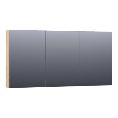 Brauer Impress Spiegelkast 140 cm - zonder Verlichting - Met 3 Dubbelzijdige Spiegeldeuren - Vingerlas Eiken Grijs
