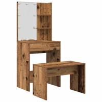Kaptafelset met LED-verlichting bewerkt hout oud houtkleurig - thumbnail