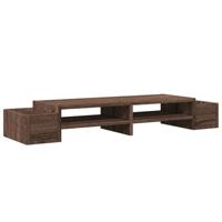 Monitorstandaard met opbergruimte 100x27x15 cm hout bruin eiken - thumbnail